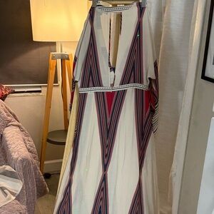 Lulu's Cream and Red Patterned Maxi Dress